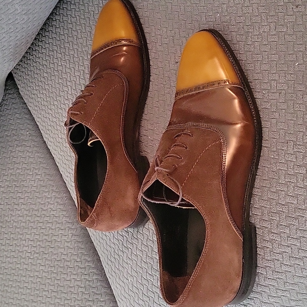 VellaPais Men's Dark/Light Brown Leather/Suede Oxford Shoes SZ 10 Style 4114 - Picture 2 of 10